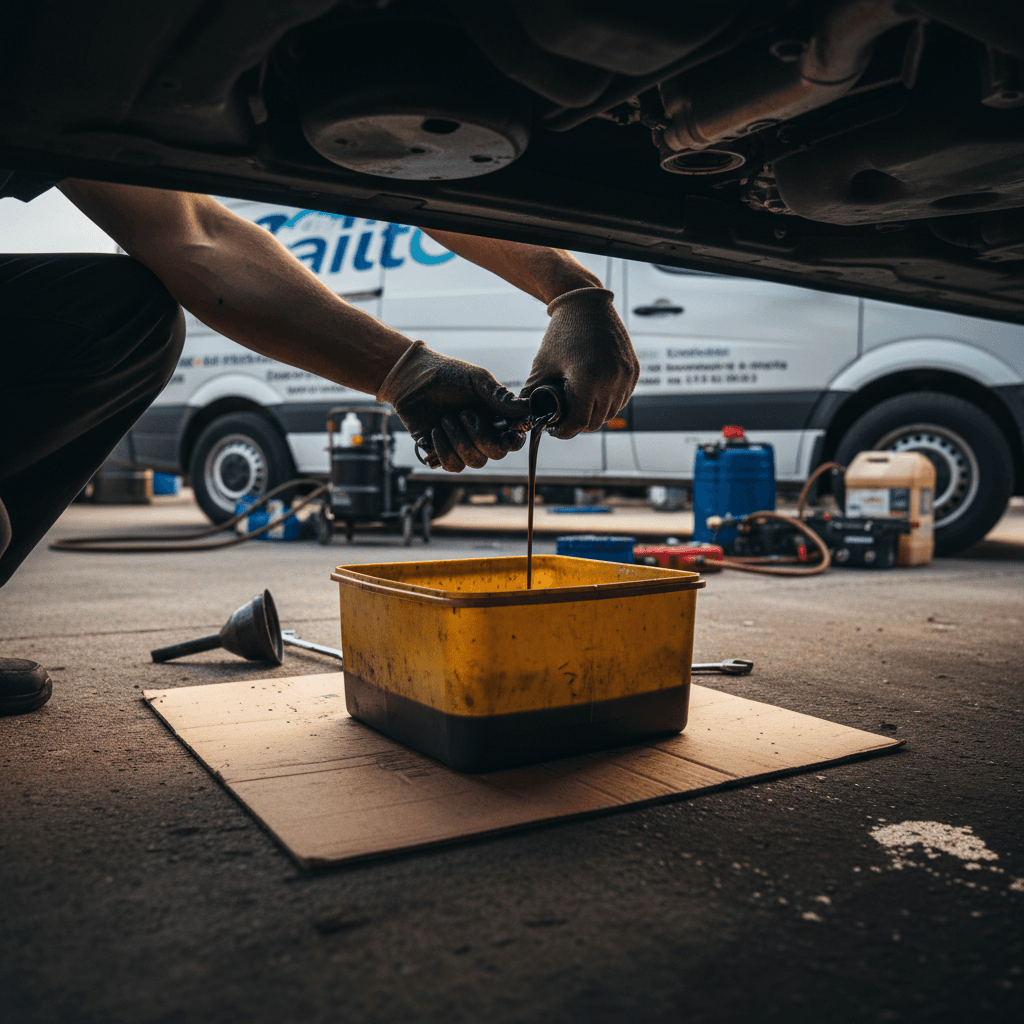 Oil change service performed on-site