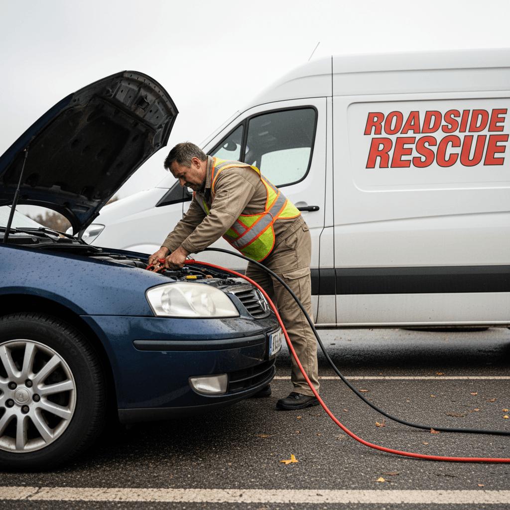 Emergency jump-start service on roadside